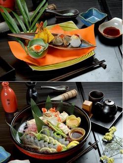 横浜港：前菜と帝王蟹刺身