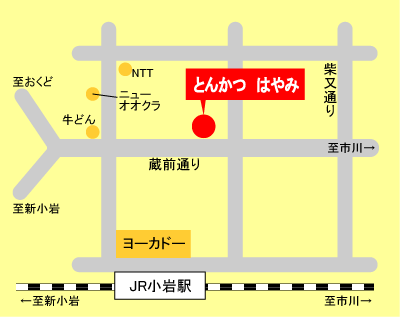 とんかつ　はやみの地図