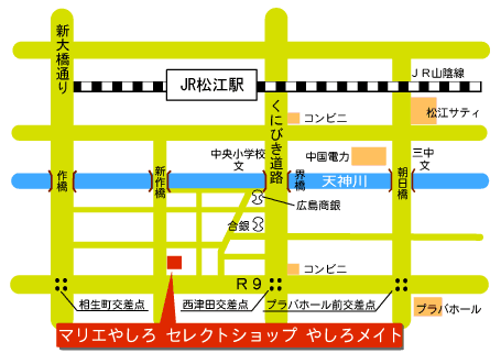 マリエ・やしろ　セレクトショップ　やしろメイトの地図