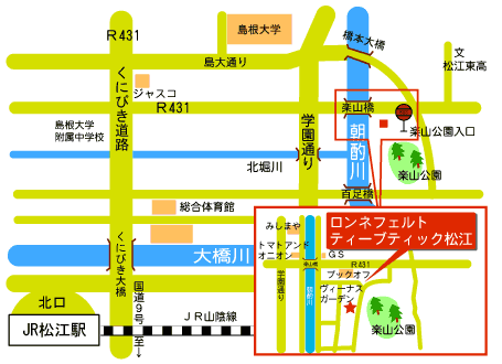 ロンネフェルト　ティーブティック松江の地図