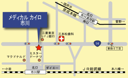 メディカル カイロ 市川の地図