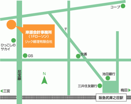 岸原会計事務所の地図