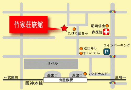 竹家荘旅館の地図