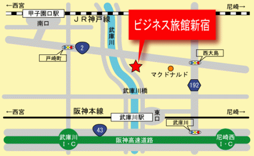 ビジネス旅館新宿の地図