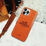 エルメス iPhone 14Pro/14Plusケース ロゴプリント 芸能人愛用 オレンジ