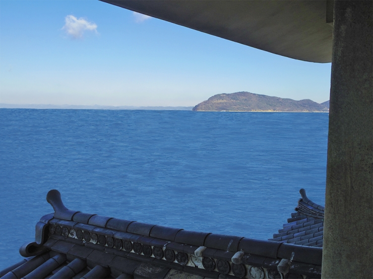 江戸時代、月見櫓から女木島を眺めるとこんな感じ？
