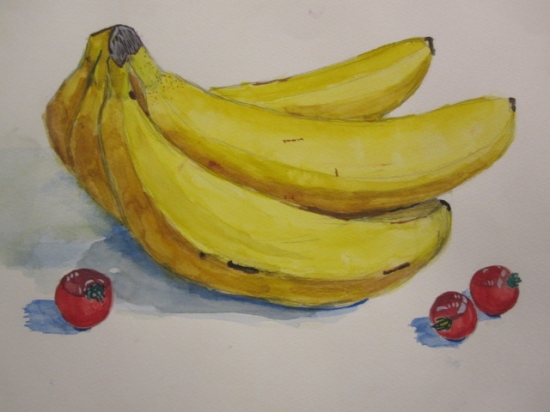 児童絵画教室 生徒作品 (バナナとプチトマト）